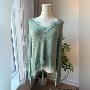 Forever 21 lace Trimmer V Neck long Sleeve Top